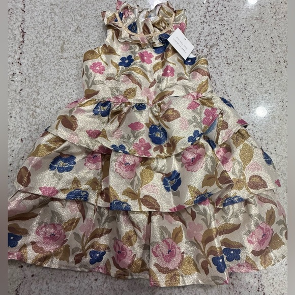 NWT Janie and Jack x Rachel Zoe Girls Shimmer Floral Dress with